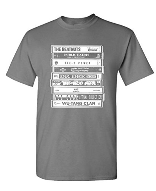 Hip HOP Artists Cassettes Old School Rap - Mens Cotton Tee 3XL Charcoal