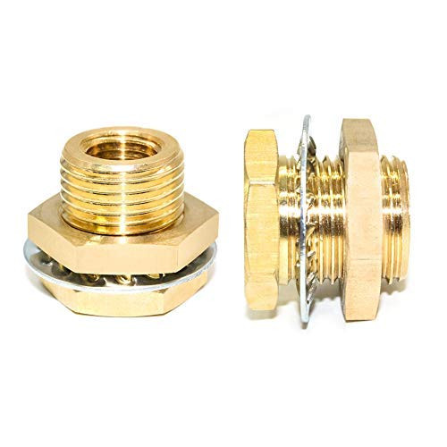 Joywayus 14 NPT Female 12 Male Brass Bulkhead Fitting Bulk Head Bulkhead Tank Fitting CouplerPack of 2