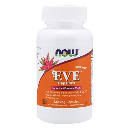 NOW Supplements Eve Womens Multivitamin with Cranberry Alpha Lipoic Acid and CoQ10 plus Superfruits - Pomegranate Acai  and  Mangosteen Iron-Free 120 Veg Capsules NOW Supplements Eve Womens Multivitamin with Cranberry Alpha Lipoic Acid and CoQ10 plus Superfruits - Pomegranate Acai  and  Mangosteen Iron-Free 120 Veg Capsules