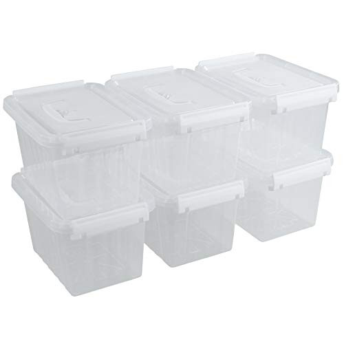 DynkoNA 6-Pack 3 Liter Plastic Storage Bin with Lid Plastic Latching Storage Containers