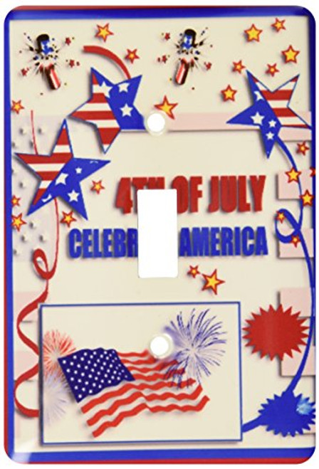 3dRose Lsp-20170-1 4Th Of July Celebrate America Flag Stars and Firecrackers Single Toggle Switch