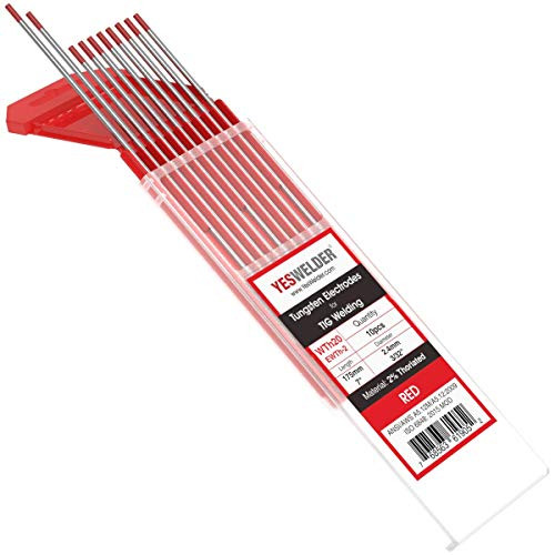 TIG Welding Tungsten Electrode 2 Thoriated 332 x 7 Red EWTh-2 10-pk YESWELDER