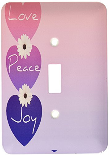 3dRose lsp-40161-1 Peace Love Joy Hearts with Flowers- Inspirational Art Single Toggle Switch