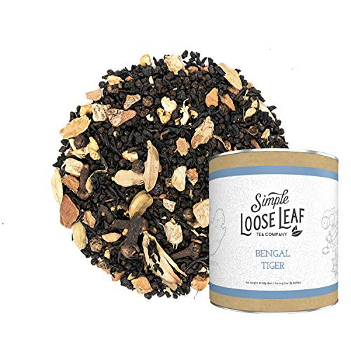 Simple Loose Leaf - Bengal Tiger Chai Tea - Premium Loose Leaf Black Tea 4 oz - High Caffeine - Spiced Flavor - USA Hand Packaged - 60 Cups