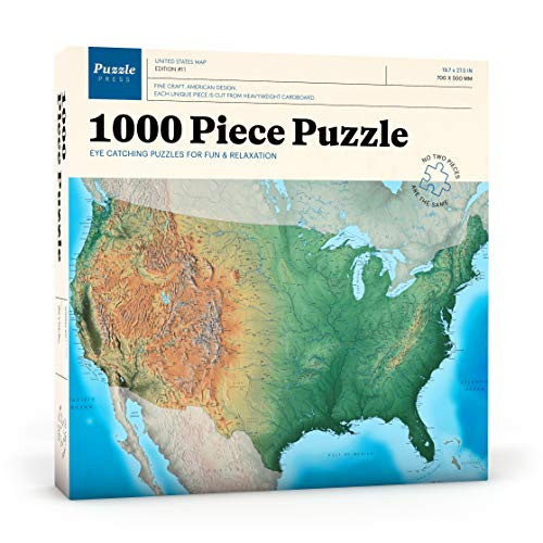Puzzle Press  USA Map Puzzle 1000 Piece Adult Jigsaw Puzzle of The United States of America - Moderately Challenging