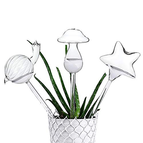 Whiidoom 3 Pack Automatic Plant Watering Globes Hand Blown Clear Glass Plant Water Bulbs for Indoor Outdoor Plant Whiidoom 3 Pack Automatic Plant Watering Globes Hand Blown Clear Glass Plant Water Bulbs for Indoor Outdoor Plant