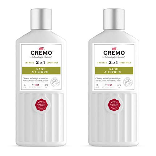 Cremo Barber Grade Sage and Citrus 2-in-1 Shampoo and Conditioner Cleans and Conditions All Hair Types in One Step 16 Oz 2-Pack Cremo Barber Grade Sage and Citrus 2-in-1 Shampoo and Conditioner Cleans and Conditions All Hair Types in One Step 16 Oz 2-Pack