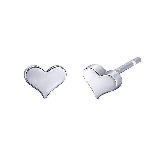 S_Leaf Tiny Heart Stud Earrings Sterling Silver 14K Gold Plated Stud Earrings Dainty Earrings for Women