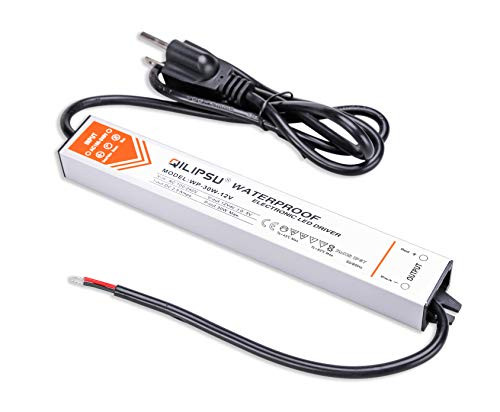 QILIPSU 30W 12V LED Driver IP67 Waterproof LED Power Supply 12V DC Output Transformer With 3-Prong Plug 3.3 Feet Cable (30W with plug)