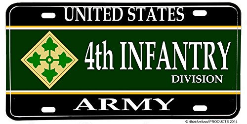 BrotherhoodProducts US Army 4th Infantry Division Aluminum License Plate