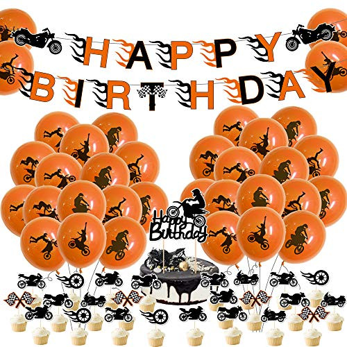 Motorcycle Birthday Supplies Dirt Bike Party Decorations Motocross Sports Themed Birthday Kits Included Banner CupCake Topper Balloons Motorcycle Birthday Supplies Dirt Bike Party Decorations Motocross Sports Themed Birthday Kits Included Banner CupCake Topper Balloons