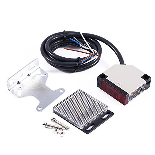 Photoelectric Switch Wall Mounted Photoelectric Beam Sensor Specular Reflection Sensor Switch 2m line Cable Induction with Reflector Panel E3JK-R4M1