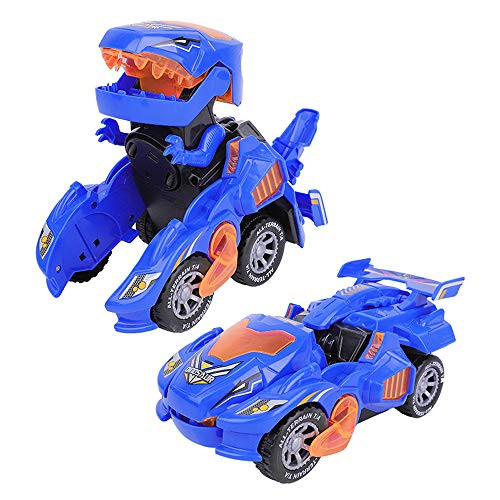 Transforming Dinosaur Toys Transform Dino Cars Automatic LED Dinosaur Cars Transforming Toys Transforming Dinosaur LED Car with Music Dinosaur Transformer Car Toy for Kids XMas Gift blue
