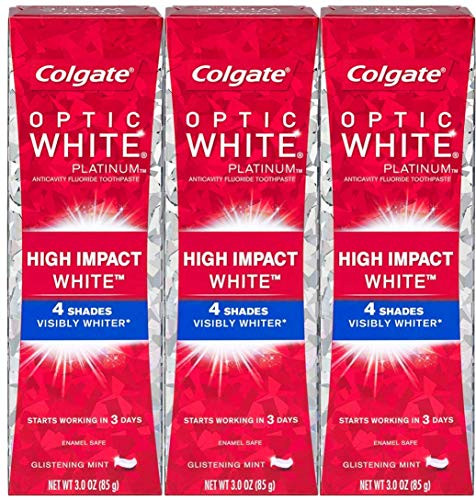 Colgate Optic White High Impact White Whitening Toothpaste, 3 Ounce, 3 Count