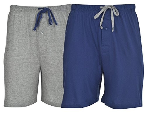 Hanes Mens 2-Pack Knit ShortBlue DepthActive Grey HeatherLarge