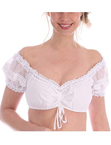JTAISC Womens Bavarian Oktoberfest Traditional Dirndl Blouse Beer Garden Crop Top 2X-Large White-3