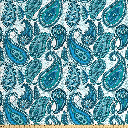 Ambesonne Paisley Fabric by The Yard Antique Floral Ornamental Retro Swirled Pattern Decorative Fabric for Upholstery and Home Accents 1 Yard Blue Teal Ambesonne Paisley Fabric by The Yard Antique Floral Ornamental Retro Swirled Pattern Decorative Fabric for Upholstery and Home Accents 1 Yard Blue Teal