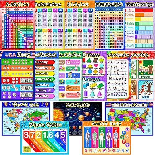 Educational Preschool Posters Learning Poster for Toddler Kid Kindergarten Classroom Learning Decoration Large 16 x 11 Inch Nursery Homeschool Playroom Teaching Poster Multiple Style 16 Pieces