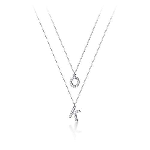 SLUYNZ 925 Sterling Silver Layered Necklace OK Choker Necklace for Women Teen Girls Cubic Zirconia Letter Necklaces Layering Necklace