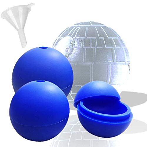 Death Star Ice Cube Mold 3x Ice Cube Tray with Funnel - Silicone Death Star Wars Ice Cubes for Whisky Ball Maker Silicone Mold 2_5 ice cube molds Round Ice Cubes 3