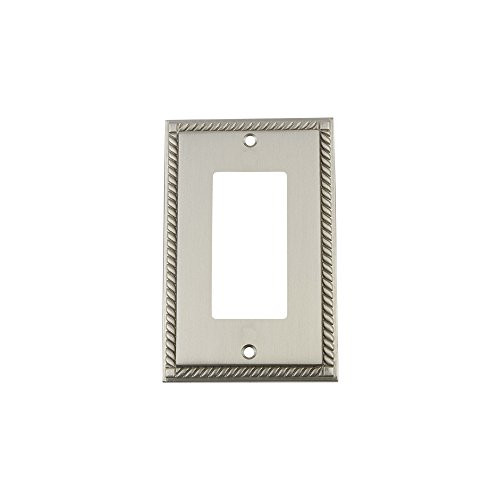 Nostalgic Warehouse 720037 Rope Switch Plate with Single Rocker Satin Nickel
