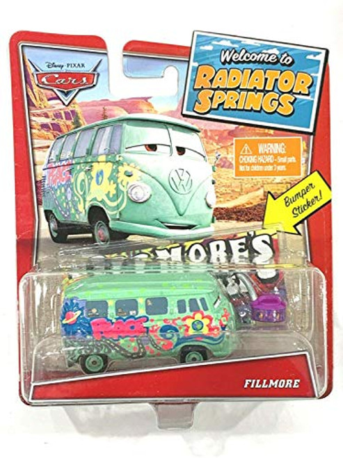 Pixar Disney Cars 155 Scale Fillmore with Bumper Sticker Welcome to Radiator Springs Pixar Disney Cars 155 Scale Fillmore with Bumper Sticker Welcome to Radiator Springs