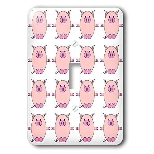 3dRose lsp-6295-1 Piggy Power  Pink Pig Print Single Toggle Switch Multicolor