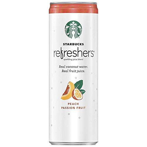 Starbucks Refreshers with Cocounut Water Peach Passion Fruit 12 fl oz_ cans 12 Pack Packaging May Vary