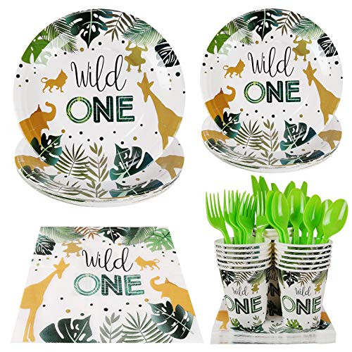 Wild One Party Supplies - Serves 18 Guest Includes Party Plates Spoons Forks Cups Napkins Party Pack Perfect for Safari Animal Themed Birthday Baby Shower Parties Decorations Wild One Party Supplies - Serves 18 Guest Includes Party Plates Spoons Forks Cups Napkins Party Pack Perfect for Safari Animal Themed Birthday Baby Shower Parties Decorations