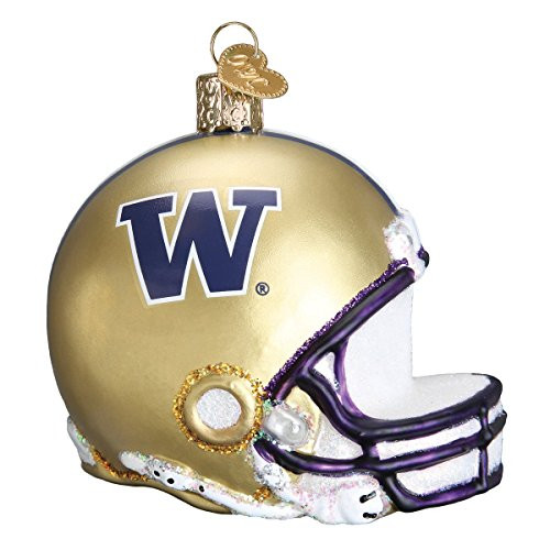 Old World Christmas Glass Blown Ornament with S-Hook and Gift Box College Football Helmet Collection Washington