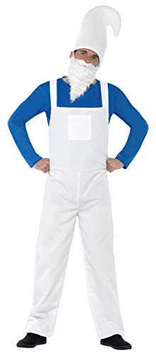 Smiffys mens Garden Gnome Costume Male Adult Sized Costume Blue  and  White M - US Size 38 -40