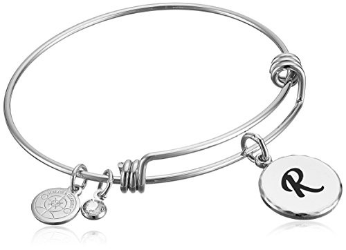 Alex and Ani Halos  and  Glories Letter R Bangle Shiny Silver