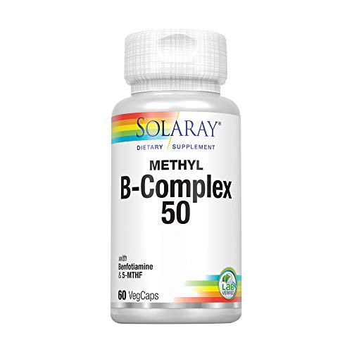Solaray Methyl B-Complex 50mg  Methylated Forms of Folate  and  B-12  Healthy Hair  and  Skin Nerves Immune Function  and  Metabolism Support  60 VegCaps