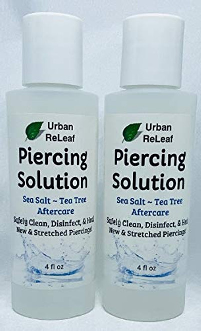 Urban ReLeaf Piercing Solution 8 oz Healing Sea Salts  and  Botanical AFTERCARE_ Safely Clean Heal New  and  Stretched Piercings_ Gentle ~ Effective ~ 100 Natural_ Non-iodized_ Vitamin Rich Botanicals