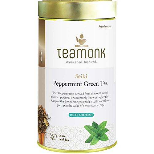 Teamonk Seiki High Mountain Peppermint Green Tea Loose Leaf 87 Cups  100 Natural Peppermint Tea  Peppermint Tea Leaves for Relaxation  Refreshing Tea Mint Tea  No Additives - 6_1 oz