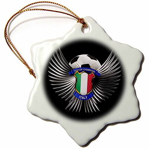 3dRose Italy Soccer Ball with Crest Team Football Italian Snowflake Ornament 3 3dRose Italy Soccer Ball with Crest Team Football Italian Snowflake Ornament 3