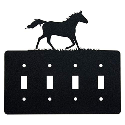 Running Horse Quadruple Toggle Light Switch Wall Plate Quadruple Toggle Black