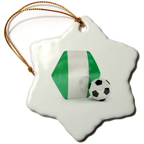 3dRose ORN-181912-1 Nigeria Soccer Ball Snowflake Ornament Porcelain 3-Inch