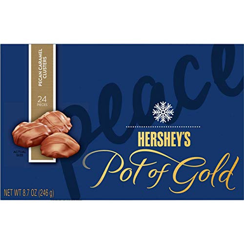 HERSHEYS POT OF GOLD Christmas Chocolate Gift Box Pecan Caramel Clusters 24 Pieces