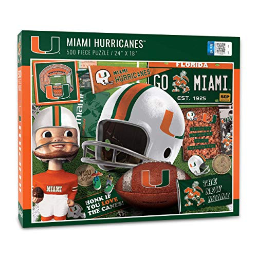 YouTheFan NCAA Miami Hurricanes Retro Series Puzzle - 500 Pieces Team Colors Large YouTheFan NCAA Miami Hurricanes Retro Series Puzzle - 500 Pieces Team Colors Large