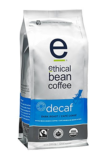 Ethical Bean Coffee Decaf, Dark Roast, Whole Bean, 12-Ounce Bag
