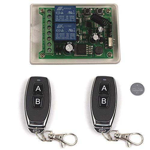 Wireless Remote Relay Switch DC 12V-48V 24V 36V 2 Channel Multi-Function Remote Control Switch 433Mhz Transmitter Receiver for Wireless Garage Door keypad Opener Switch 12V 2X Control 433M