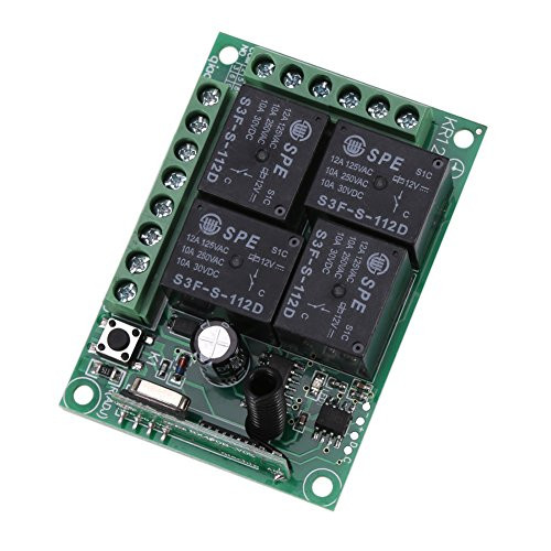 12V 433Mhz 4CH Channel Relay RF Wireless Remote Control Switch Receiver Module for Garage Door Openers Cars