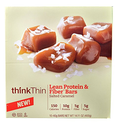 Think Products thinkThin Lean Protein  and  Fiber Bars Salted Caramel -- 40g 10 Bars