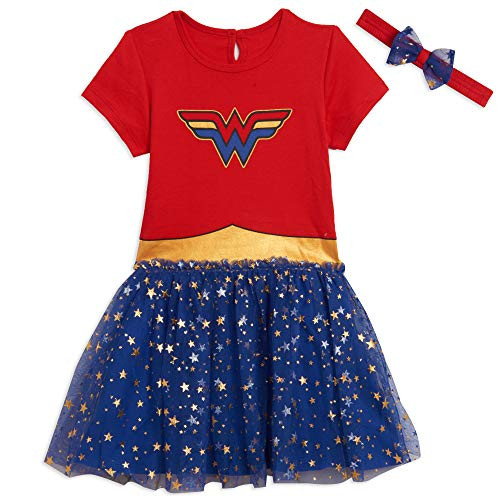 DC Comics Wonder Woman Toddler Girls Short Sleeve Costume Dress 3T RedBlue