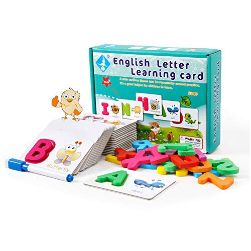 ABC Alphabet Flash Cards Toddler Sight Words Flashcards Game - Preschool Kids Matching Wooden Learning Letters Toys