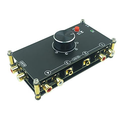 SOLUPEAK 4 Way Stereo RCA Audio Switcher 4 in 1 Out with 3_5mm 18 AUX Input Source Switch Home Audio LR Signal selector Box