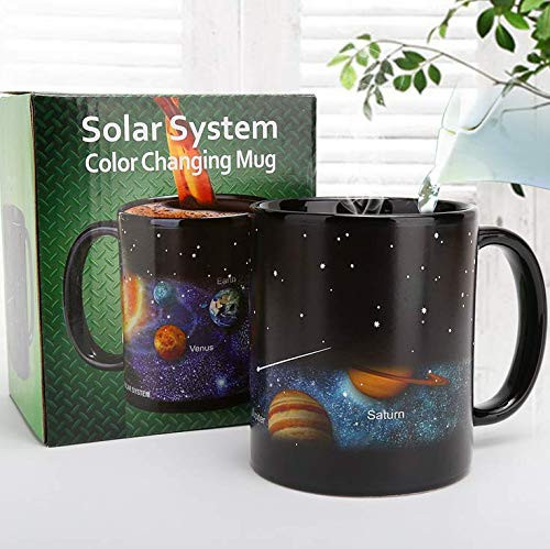 LSXX Heat Changing Coffee Mug Solar System Ceramic Heat Sensitive Color Changing CupFunny Mug  Funny Gifts for frends family 12 oz
