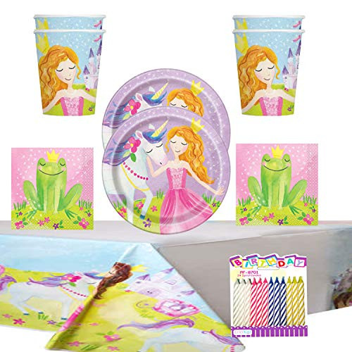 Magical Princess Party Supplies Pack Serves 16 Dessert Plates Luncheon Napkins Cups and Table Cover with Birthday Candles Bundle for 16 Magical Princess Party Supplies Pack Serves 16 Dessert Plates Luncheon Napkins Cups and Table Cover with Birthday Candles Bundle for 16