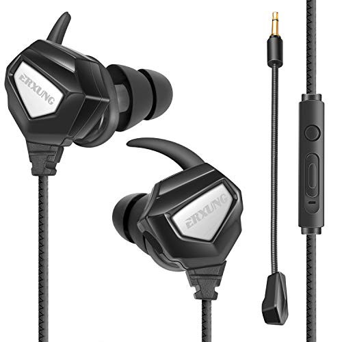 TYUOBOX Gaming Earbuds with Mic Gaming Earphones Noise Cancellation Headphones for Xbox One PS4 Nintendo Switch PC Cellphone with Detachable Dual Microphone in-Ear Headset Black